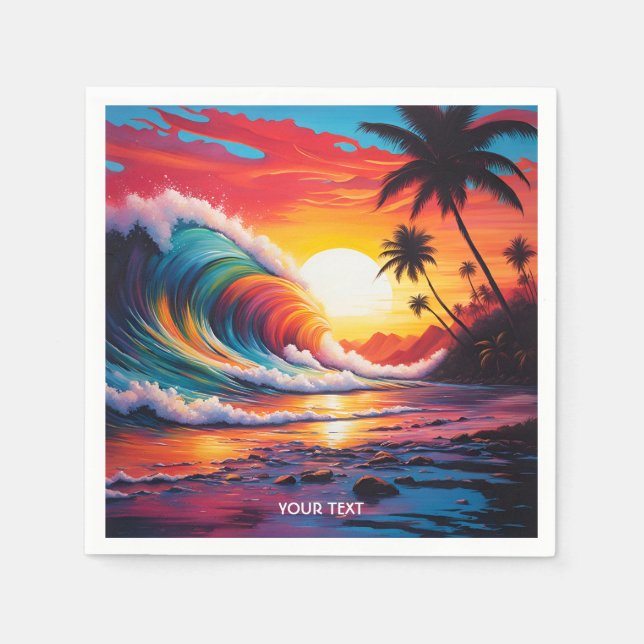 Fantasy Niedlich Vivid Waves Beach Sunset Serviette (Vorderseite)