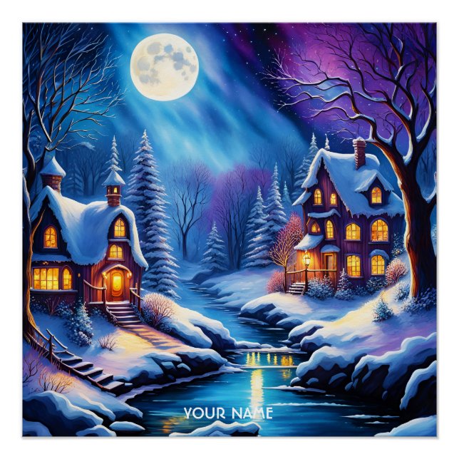 Fantasy Niedlich Vivid Weihnachten Winternacht Poster (Vorderseite)