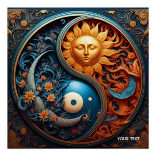 Fantasy Niedlich Vivid Yin-Yang Day Night Poster