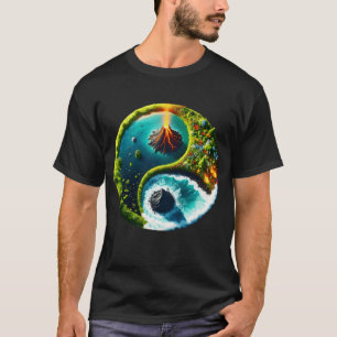 Fantasy Niedlich Volcano Yin Yang T-Shirt