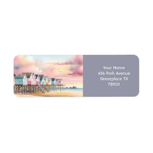 Fantasy Niedlich Watercolor Beach Huts (Vorne)
