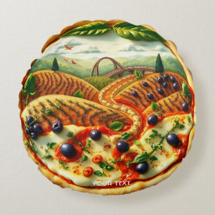 Fantasy Niedlich Whimsical Italienische Landschaft Rundes Kissen