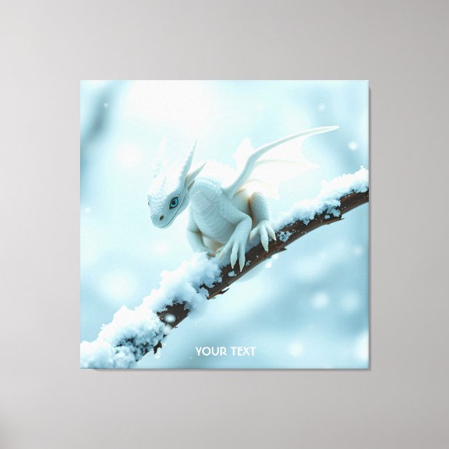 Fantasy Niedlich White Baby Dragon Leinwanddruck (Vorderseite)