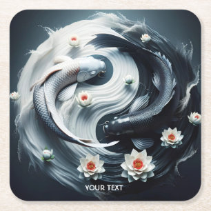 Fantasy Niedlich White Black Fish Rechteckiger Pappuntersetzer