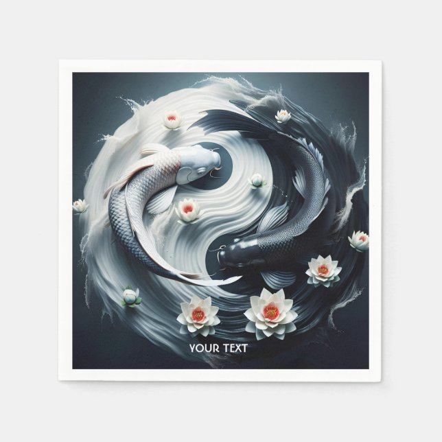 Fantasy Niedlich White Black Fish Serviette (Vorderseite)