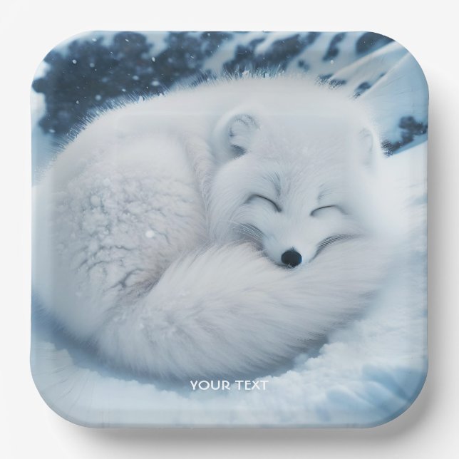 Fantasy Niedlich White Fox Snow Pappteller (Vorderseite)