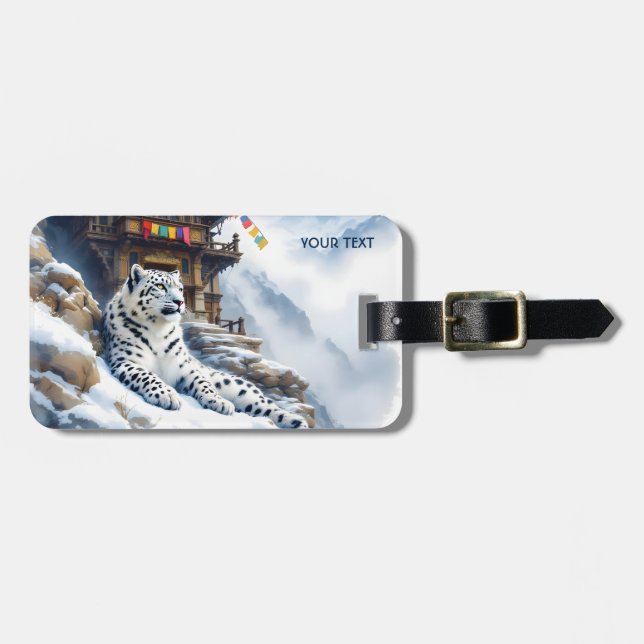 Fantasy Niedlich White Leopard Snow Gepäckanhänger (Vorderseite horizontal)