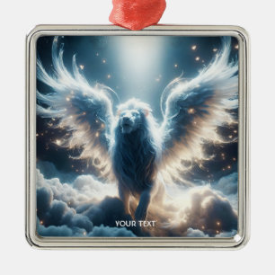 Fantasy Niedlich White Lion Heaven Ornament Aus Metall