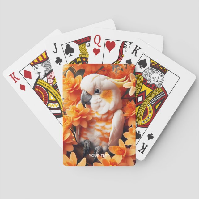 Fantasy Niedlich White Orange Cockatoo Spielkarten (Rückseite)