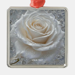 Fantasy Niedlich White Rose Drops Ornament Aus Metall