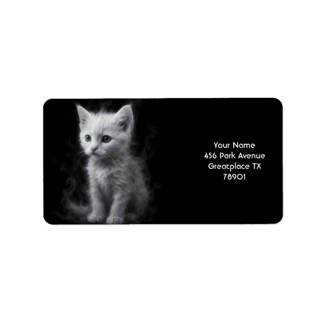 Fantasy Niedlich White Smoke Kitten Adressaufkleber (Vorne)