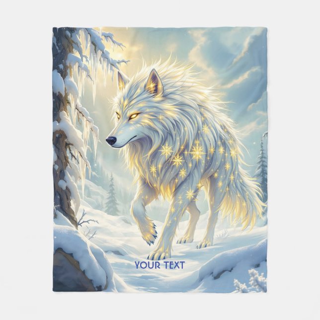 Fantasy Niedlich White Wolf Winter Fleecedecke (Vorderseite)