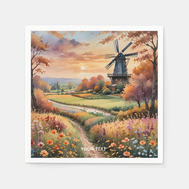 Fantasy Niedlich Windmill Blume Field Serviette (Vorderseite)