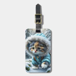 Fantasy Niedlich Winter Kitten Schnee Gepäckanhänger