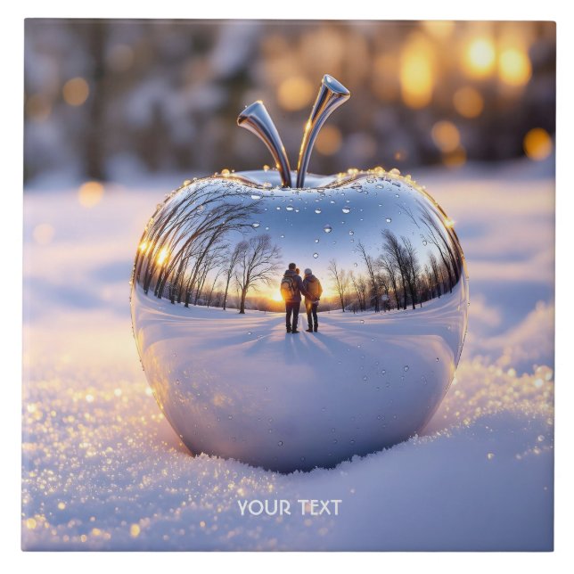 Fantasy Niedlich Winter Snow Apple Fliese (Vorderseite)