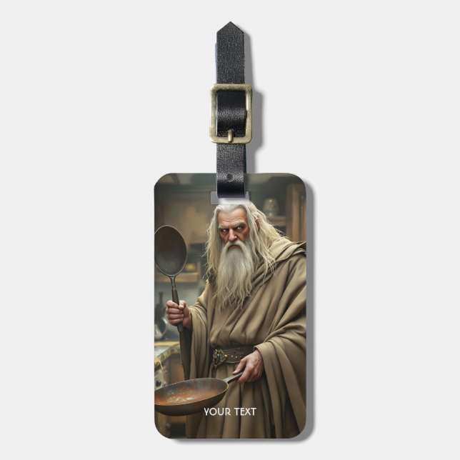 Fantasy Niedlich Wizard Frittierwagen Gepäckanhänger (Vorderseite vertikal)
