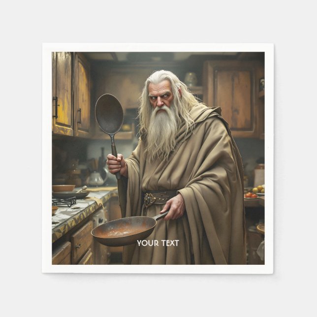 Fantasy Niedlich Wizard Frittierwagen Serviette (Vorderseite)