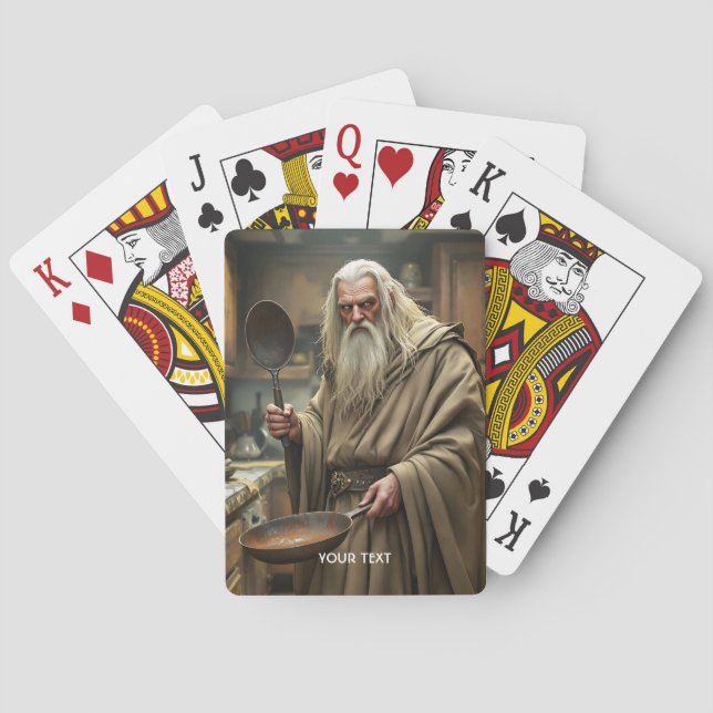 Fantasy Niedlich Wizard Frittierwagen Spielkarten (Rückseite)