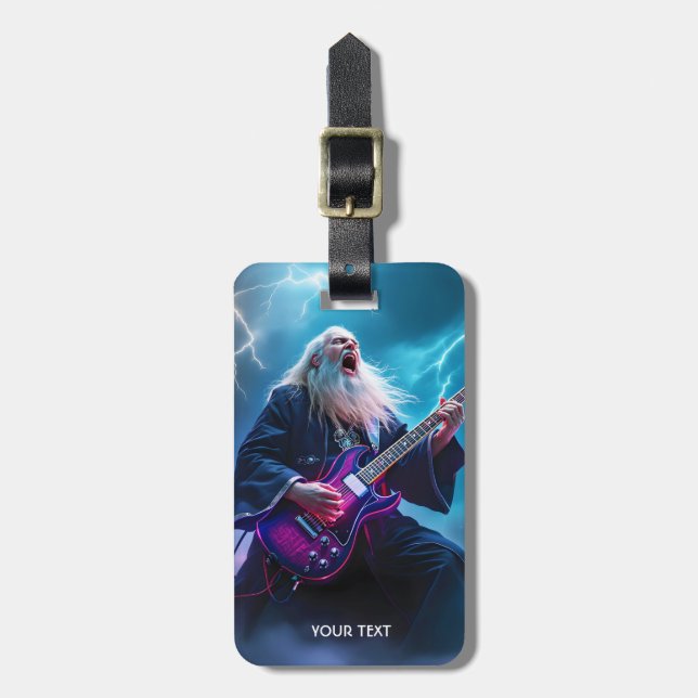 Fantasy Niedlich Wizard Gitarre spielen Gepäckanhänger (Vorderseite vertikal)