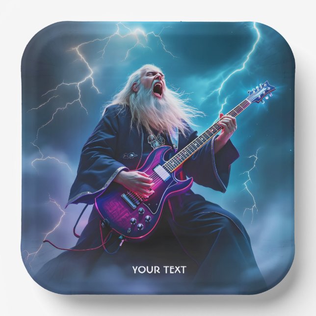 Fantasy Niedlich Wizard Gitarre spielen Pappteller (Vorderseite)