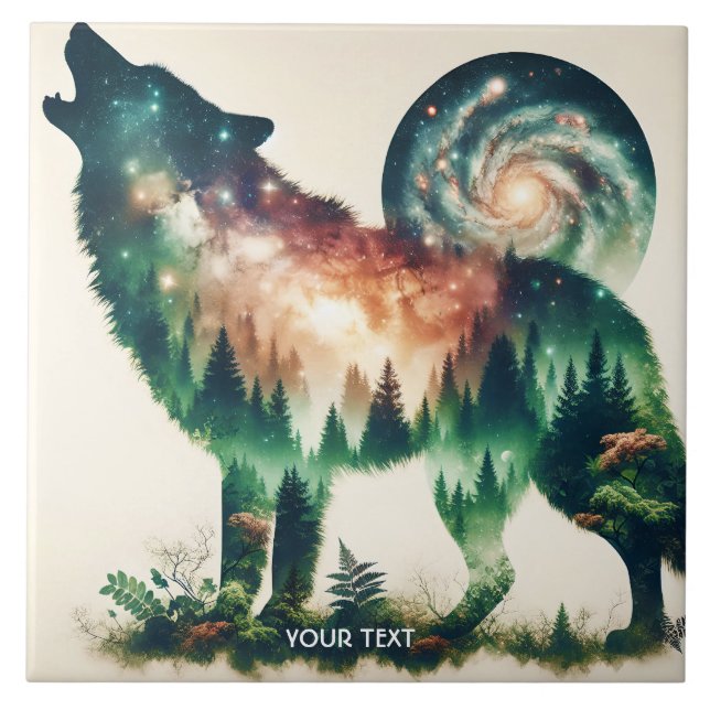 Fantasy Niedlich Wolf Doppelausstellung Fliese (Vorderseite)