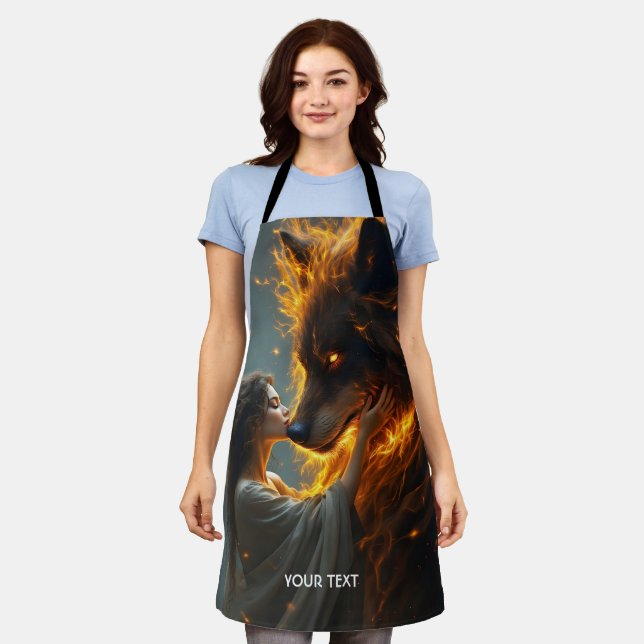 Fantasy Niedlich Wolf Girl Fire Schürze (Getragen)