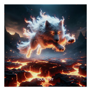 Fantasy Niedlich Wolf Lava Fire Poster