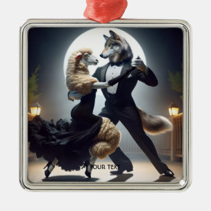 Fantasy Niedlich Wolf Sheep Tango Ornament Aus Metall