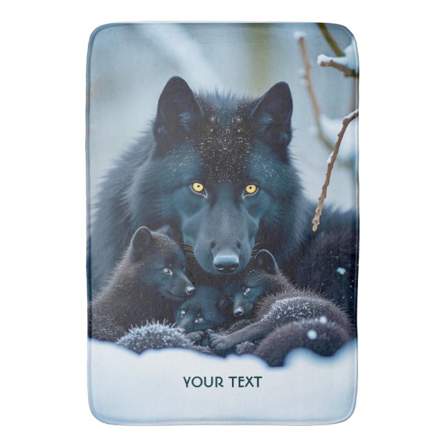 Fantasy Niedlich Wolf Two Pups Badematte (Vorderseite Vertikal)