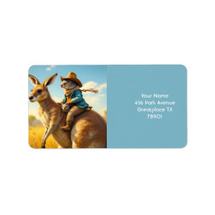 Fantasy Niedlich Wombat Kangaroo Koala Adressaufkleber