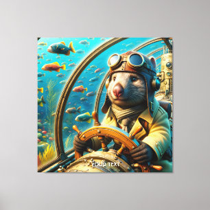 Fantasy Niedlich Wombat Pilot unter Wasser Leinwanddruck