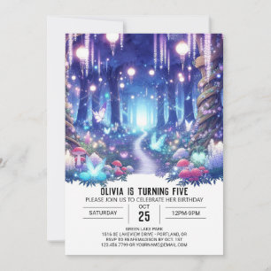 Fantasy Niedlich Woodland Digital Geburtstag Einladung