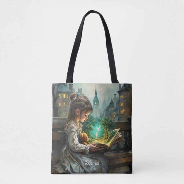 Fantasy Niedlich Young Girl Reading Tasche (Vorderseite)
