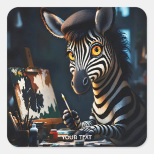 Fantasy Niedlich Zebra Face Painting Quadratischer Aufkleber