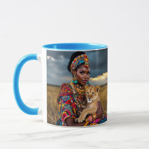Fantasy Niedliche Afrikanerin Löwe Tasse