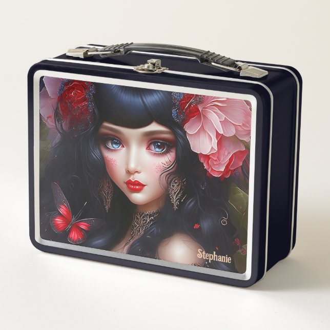 Fantasy Niedliche Blume Fairy Princess Metall Brotdose (Vorderseite)