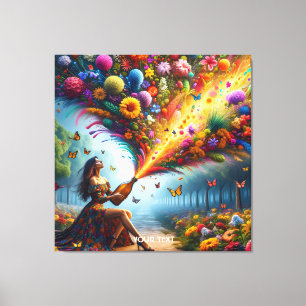 Fantasy Niedliche Blume Girl Flasche Leinwanddruck