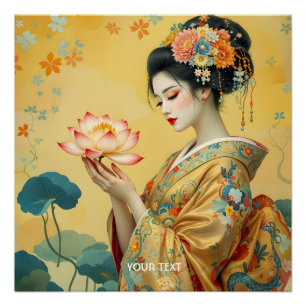 Fantasy Niedliche Blume Japanisches Mädchen Poster