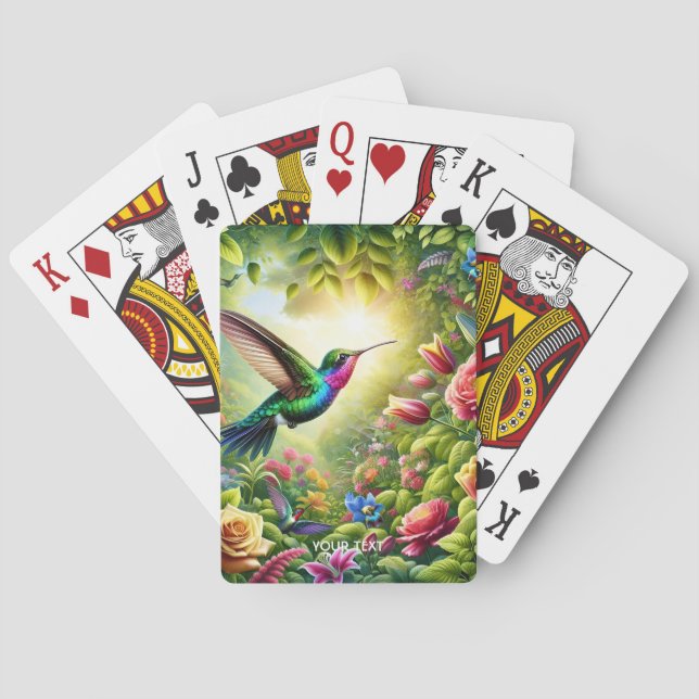 Fantasy Niedliche Blume Rainbow Hummingbird Spielkarten (Rückseite)