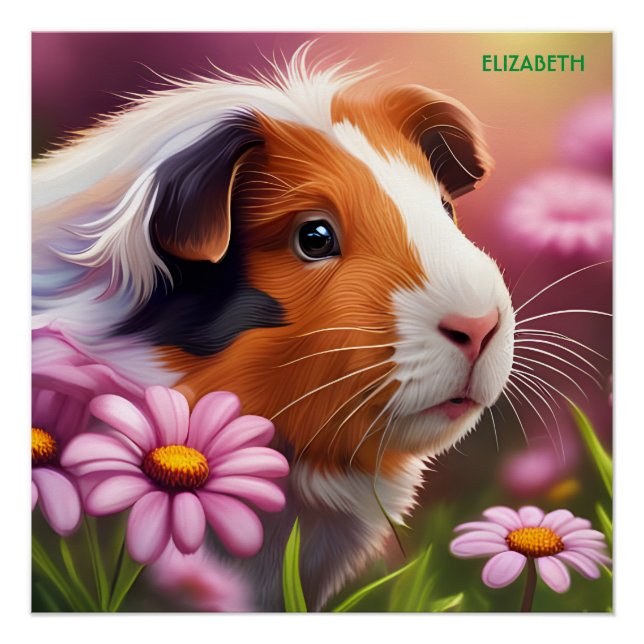 Fantasy Niedliche Guinea Schweinefleisch Blume Poster (Vorderseite)