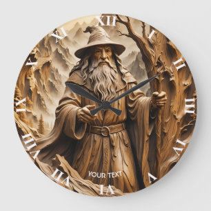 Fantasy Niedliche Holzschnitzmaschine Große Wanduhr