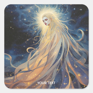 Fantasy Niedliche Lady Space Stars Quadratischer Aufkleber