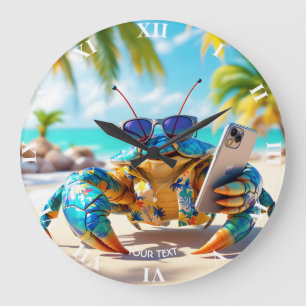 Fantasy Niedliche Muschel Crab Beach Große Wanduhr