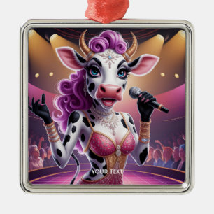 Fantasy Niedliche schöne Kuh Popstar Ornament Aus Metall