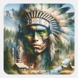 Fantasy Niedliche tapfere Handsome Krieger Quadratischer Aufkleber