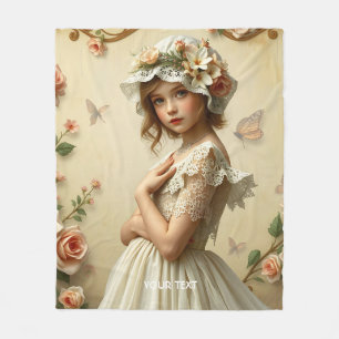 Fantasy Niedliche Viktorianische Girl-Blume Fleecedecke