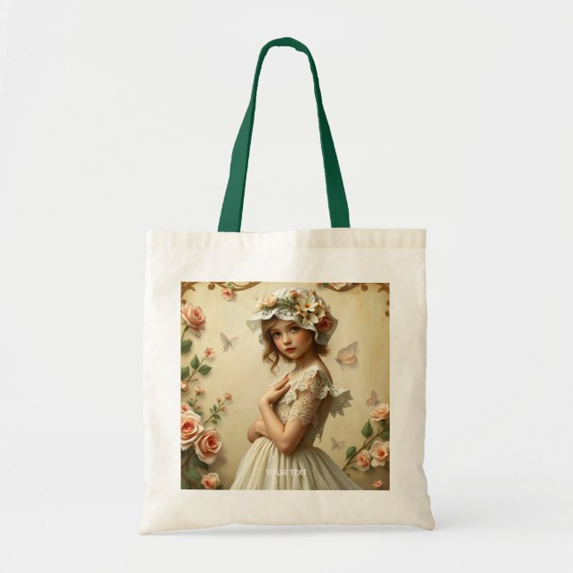 Fantasy Niedliche Viktorianische Girl-Blume Tragetasche (Vorne)