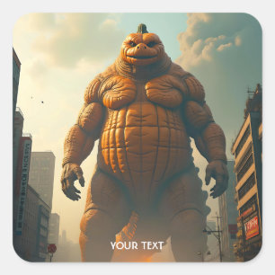 Fantasy Niedlicher Gigant Pumpkin City Quadratischer Aufkleber