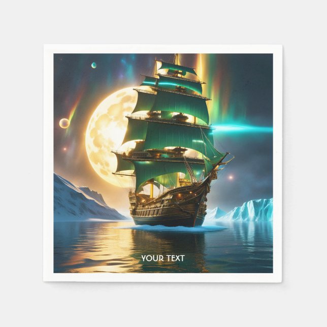 Fantasy Niedlicher Vivid Sea Ship Moon Serviette (Vorderseite)