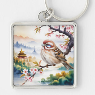 Fantasy Niedliches chinesisches Vogelblossom Schlüsselanhänger